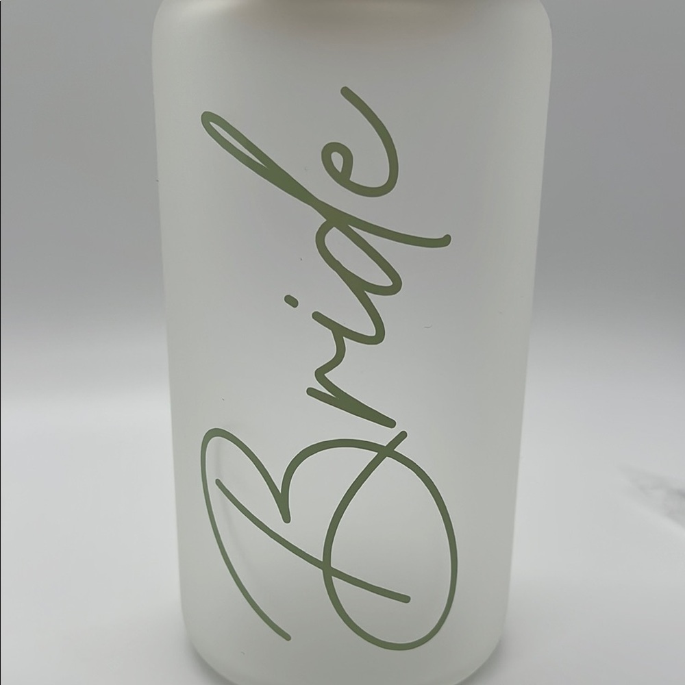 NWOT White Bride Glass Jar with Bamboo Lid - Picture 2 of 6